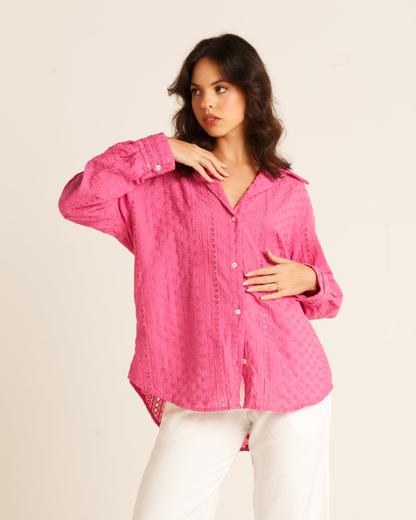 Camisa Social de Laise com Detalhe em punho
