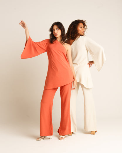 Conjunto Túnica Assimétrica e Calça Flair